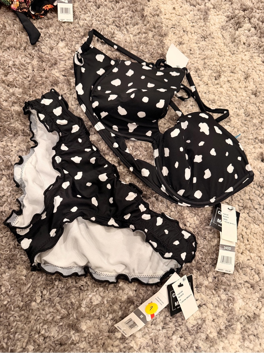 Black and White Spot Underwire Bikini Set